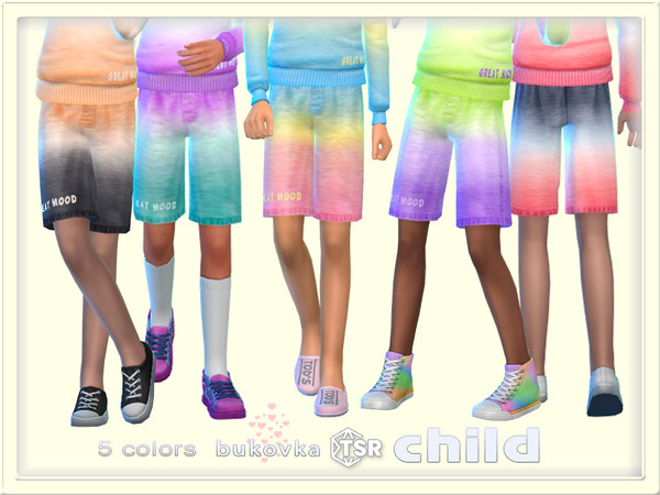 Sims 4 — Shorts Gradient by bukovka — Cute shorts for both boys and girls in 5 color options. All cards have been