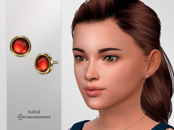 Sims 4 — Veda Earrings Child by Suzue — New Mesh (Suzue)