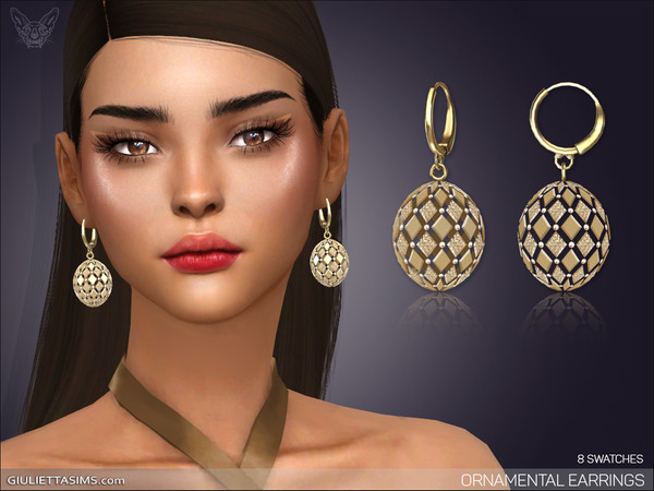 Sims 4 — Ornamental Earrings by feyona — Ornamental Drop Earrings come with 8 swatches.