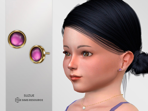 Sims 4 — Veda Earrings Toddler by Suzue — New Mesh (Suzue)