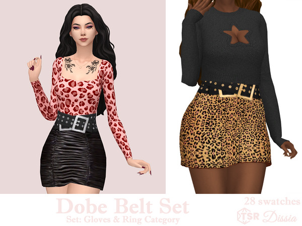 Sims 4 — Dobe Belt (Ring Category) by Dissia — Two leather belts Available in 28 swatches (5 heights, 2 black options,