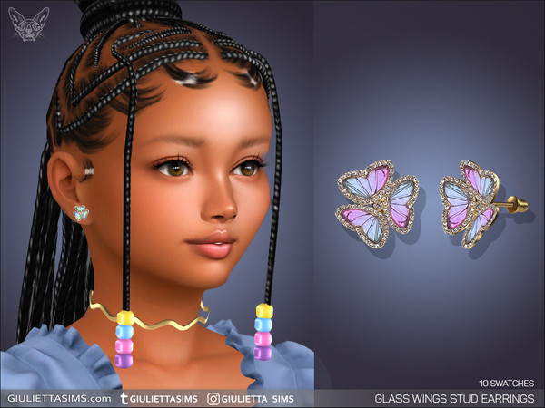 Sims 4 — Glass Wings Earrings For Kids by feyona — Glass Wings Earrings For Kids come with 10 swatches.