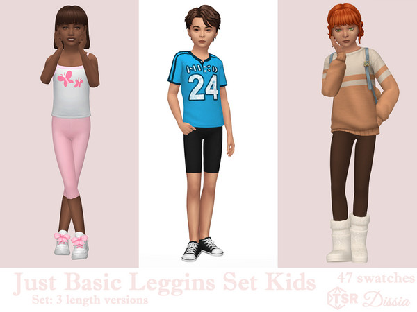 Sims 4 — Just Basic Leggins Kids by Dissia — Basic leggins in three lengths - long, below the knee and above the knee