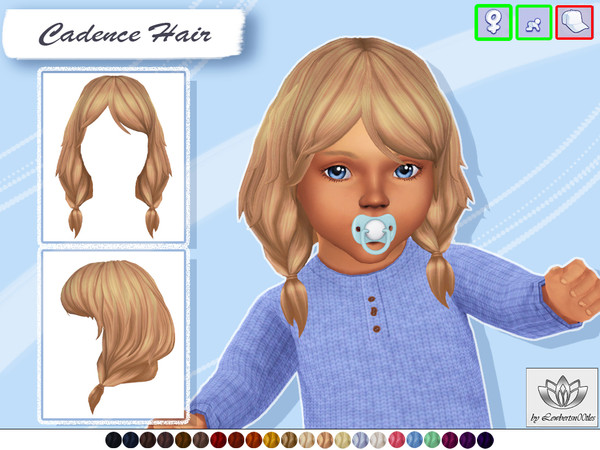 Sims 4 — Cadence Hair - Infant version by Lewbertsn00tles — A layered, double side-ponytail hairstyle. Maxis Match