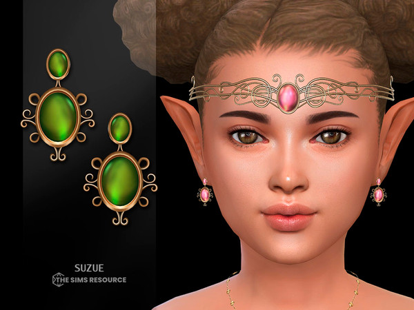 Sims 4 — Fantasy Earrings Child by Suzue — New Mesh (Suzue)