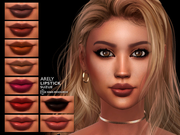 Sims 4 — Arely Lipstick N99 by Suzue — 12 Swatches