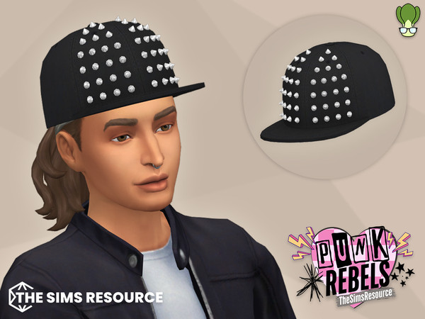 Sims 4 — Spiky Snapback Cap by kapakijo — Unisex snapback cap with flat brim & spike decoration.