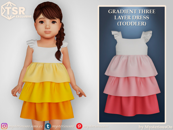 Sims 4 — Gradient three layer dress Toddler by MysteriousOo — Gradient three layer dress in 9 colors for toddlers