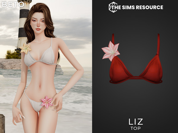 Sims 4 — Liz (Top) by Beto_ae0 — Women's floral swimsuit, enjoy it