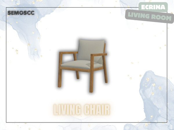 Sims 4 — [SCC] Ecrina Living Chair by semoscc — Living room set for wood lovers +color swatches