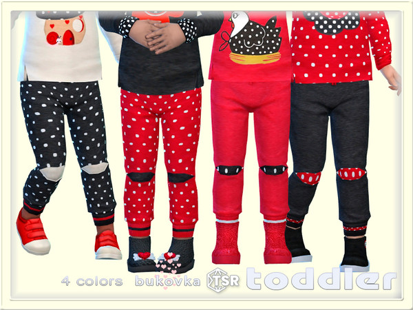 Sims 4 — Polka Dot Pants by bukovka — Cute pants for toddlers of both sexes: boys and girls in 4 color options. All cards