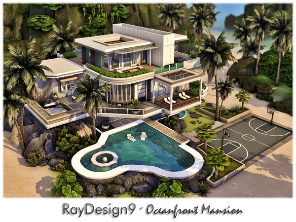 Sims 4 — Oceanfront Mansion by RayDesign9 — I build this house in Sulani Island, 50x50 lot size with 3 floors. This house