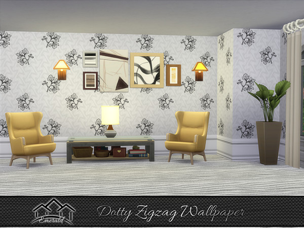 Sims 4 — Dotty Zigzag Wallpaper 6 by Emerald — Create a stress free environment you will enjoy everyday with dotty zigzag