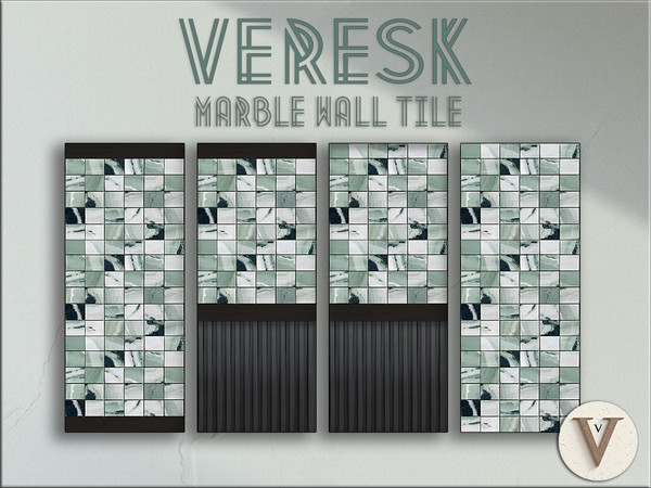 Sims 4 — [Veresk] Marble wall tile with dark green veins by Veresk_Veresk — Marble wall tiles with dark green veins for