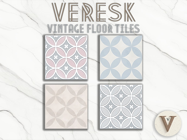 Sims 4 — [Veresk]  Ceramic floor tile Four Petals by Veresk_Veresk — I decided to make four different ceramic floor tile