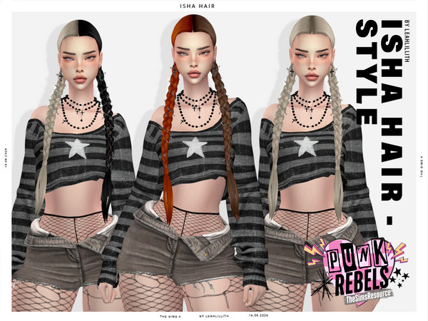 Sims 4 — LeahLillith_IshaHairstyleOmbre_01_MM.package by Leah_Lillith — There is optional recolor (color wheel) which can