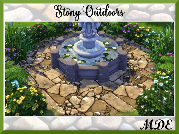 Sims 4 — MDE-StonyOutdoors-01.package by MDE — 7 different stony terrain paints for your patios, gardens.