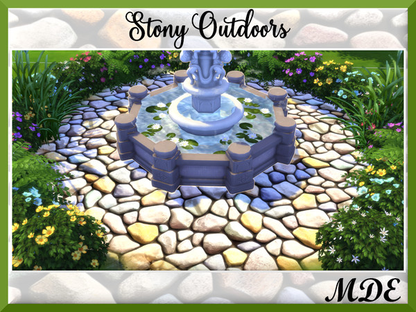 Sims 4 — MDE-StonyOutdoors-02.package by MDE — 7 different stony terrain paints for your patios, gardens.