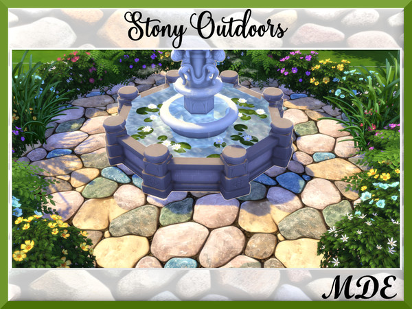 Sims 4 — MDE-StonyOutdoors-06.package by MDE — 7 different stony terrain paints for your patios, gardens.