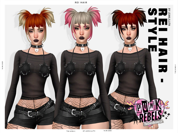 Sims 4 — LeahLillith_ReiHairstyle_MM.package by Leah_Lillith — There is optional recolor (color wheel) which can be found