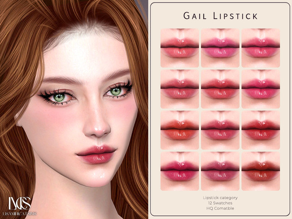 Sims 4 — Gail Lipstick by Lisaminicatsims — -Lipstick category -HQ comatble -12 swatches
