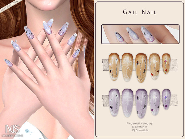 Sims 4 — Gail Nail by VELYSEA — -Fingernail category -HQ comatble -15 swatches