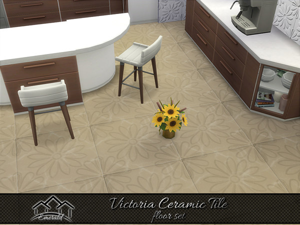 Sims 4 — Victoria Ceramic Tile floor4 by Emerald — Victoria tiles patterns displaying elegant floral that adding vintage