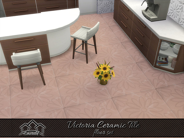 Sims 4 — Victoria Ceramic Tile floor6 by Emerald — Victoria tiles patterns displaying elegant floral that adding vintage