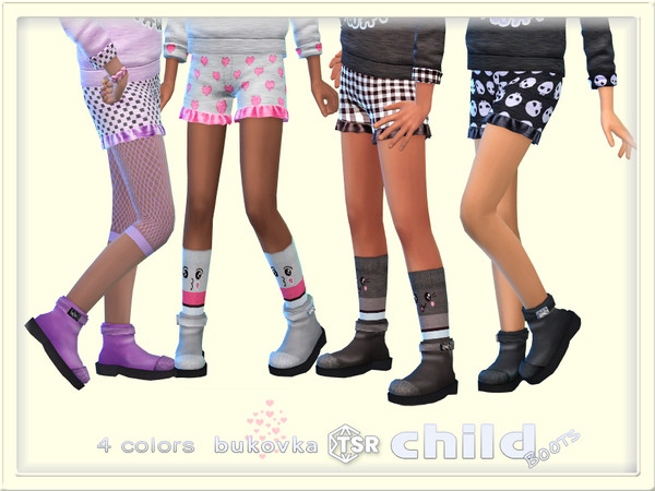 Sims 4 — Boots Kawaii Face by bukovka — Stylish boots for kids, girls only, in 4 color options. All cards have been