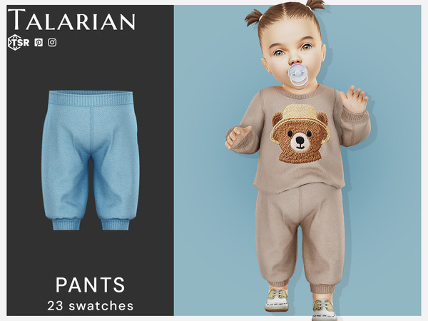 Sims 4 — Emma Pants (Infant) by talarian — Soft pants with ribbed cuffs and subtle texture, designed for comfort and