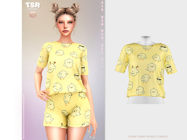 Sims 4 — CHIRP CHIRP PJ-602 (T-SHIRT) BD1536 by busra-tr — 10 colors Adult, Elder, Teen, Young Adult