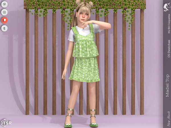 Sims 4 — Madel Top- Child by KaTPurpura — Top with short-sleeved T-shirt and floral print