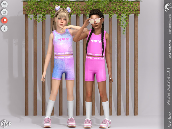 Sims 4 — Pame Jumpsuit I- Child by KaTPurpura — Two-piece jumpsuit set, short-sleeved set with sporty style