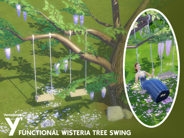 Sims 4 — Functional Wisteria Tree Swing, Bridgerton-inspired Set by YannaSims4CC — Hi! This set is inspired by the