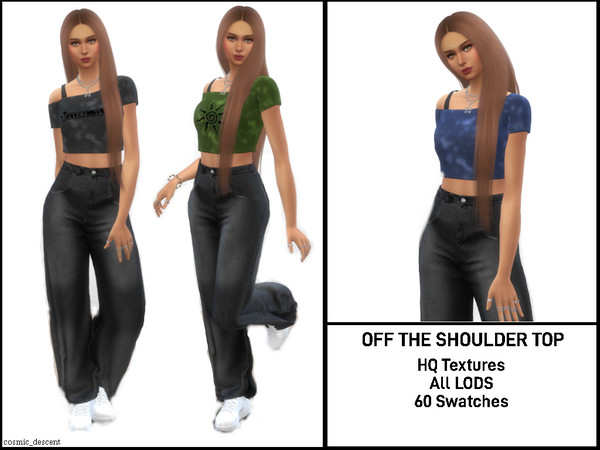 Sims 4 — Off The Shoulder Top by cosmic_descent — Off The Shoulder Top