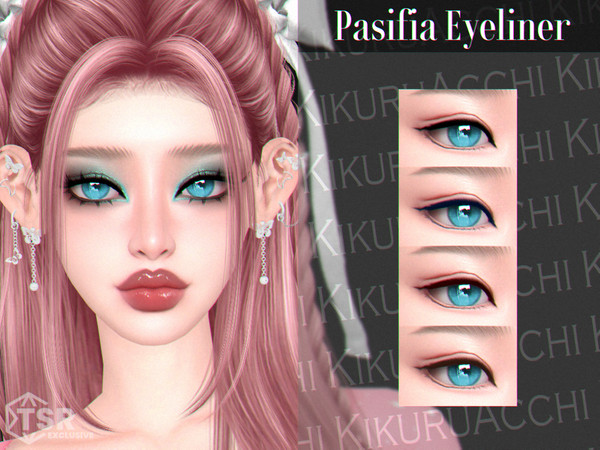 Sims 4 — Pasifia Eyeliner by Kikuruacchi — - It is suitable for Female and Male. ( Teen to Elder ) - 4 swatches - HQ