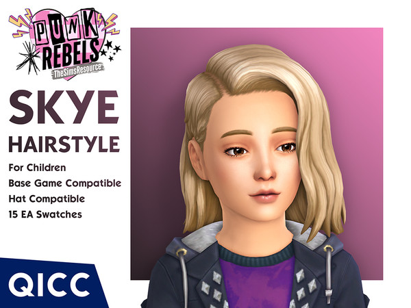 Sims 4 — Punk Rebels - Skye Hair by qicc — A wavy undercut bob hairstyle. - Maxis Match