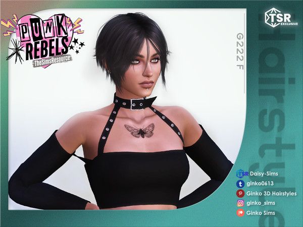Sims 4 — PUNK REBELS - Inverted Bob Hair - Ginko 222 F by Daisy-Sims — 21 base colors + 9 ombre colors