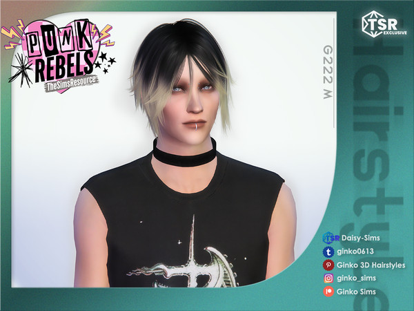 Sims 4 — PUNK REBELS - Inverted Mid-Length Hair - Ginko 222 M by Daisy-Sims — 21 base colors + 9 ombre colors