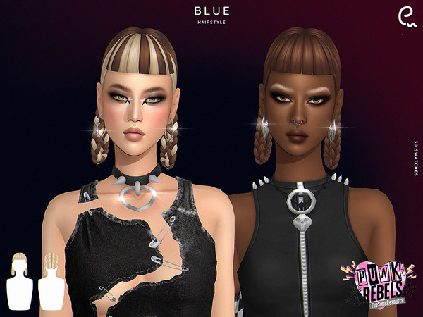 Sims 4 — Punk Rebels - Blue Hairstyle by Enriques4 — New Mesh