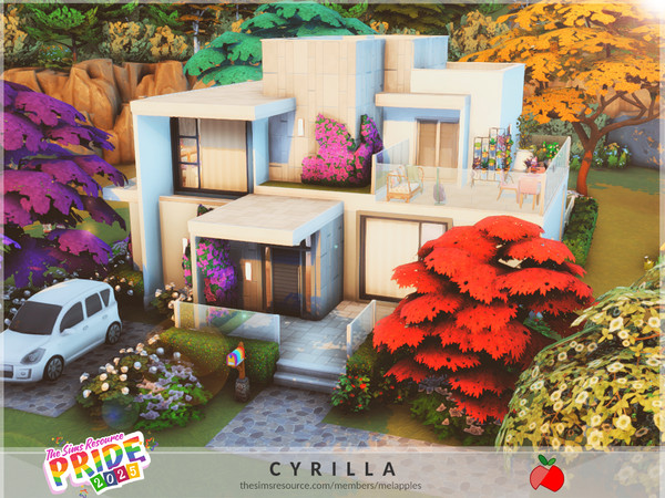 Sims 4 — PRIDE 2025 - Cyrilla - no cc by melapples — a 2 bedroom colorful home for a small household with a pet. 1st