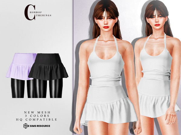 Sims 4 — Tennis Skirt B-154 by ChordoftheRings — ChordoftheRings Tennis Skirt B-154 - 3 Colors