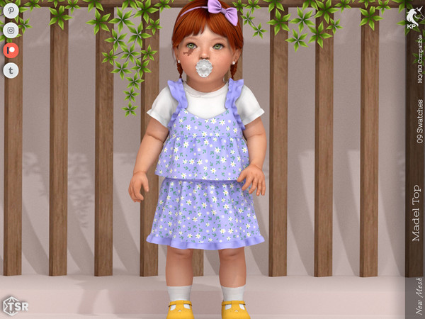 Sims 4 — Madel Top- Infant by KaTPurpura — Top with short-sleeved T-shirt and floral print