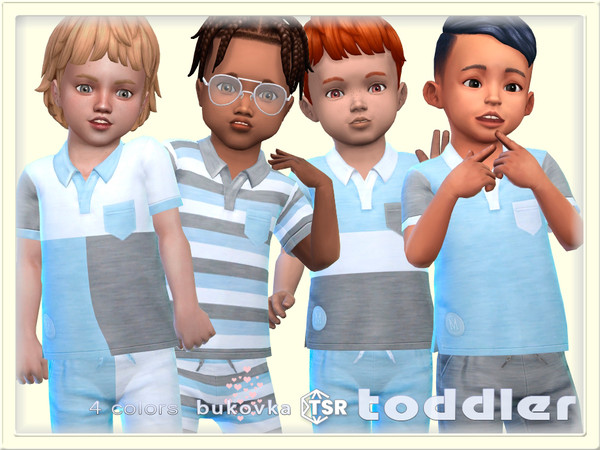 Sims 4 — Polo Pastel by bukovka — Cute polo shirt for toddlers, boys only, in 4 color options. All cards have been