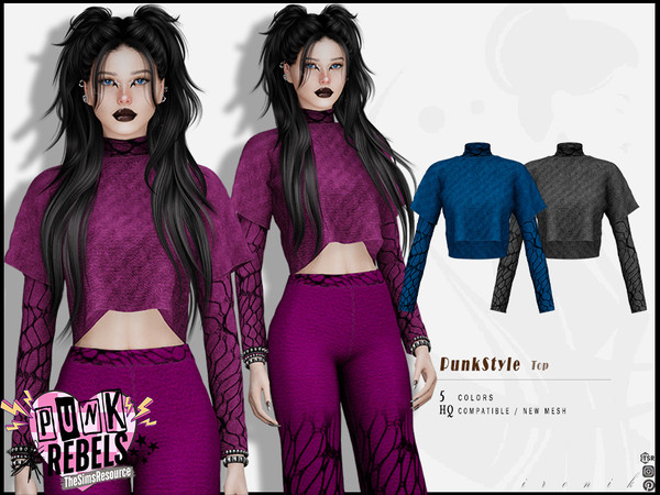 Sims 4 — Punk Style Top by _ironik_ — -5 Colors