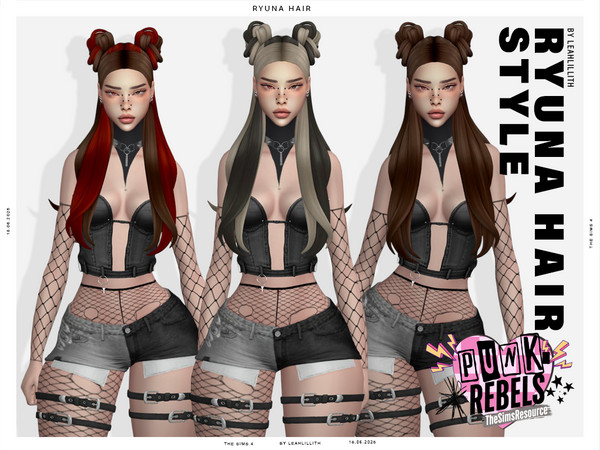 Sims 4 — LeahLillith_RyunaHairstyle_MM.package by Leah_Lillith — There is optional recolor (color wheel) which can be