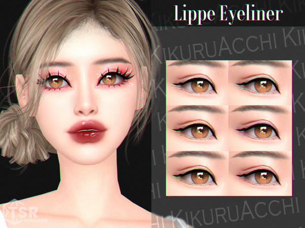 Sims 4 — Lippe Eyeliner by Kikuruacchi — - It is suitable for Female and Male. ( Teen to Elder ) - 6 swatches - HQ