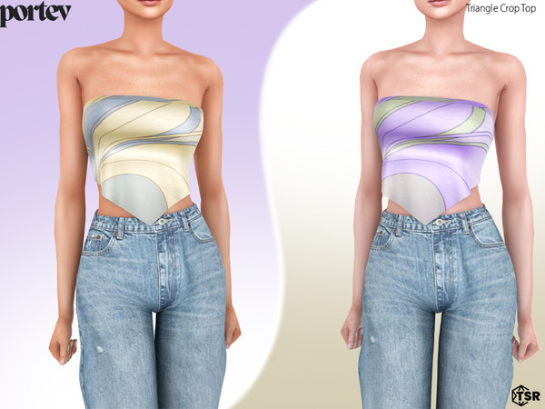 Sims 4 — Triangle Crop Top by portev — new Mesh 6 colors