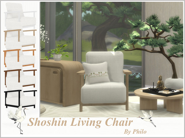 Sims 4 — Philo_Shoshin_LivingChair by philo — This is the 2nd part of a lovely bedroom set in Japandi style. This set