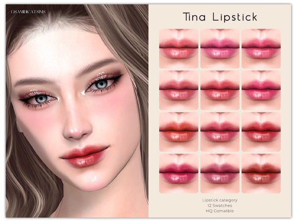 Sims 4 — Tina Lipstick by VELYSEA — -Lipstick category -HQ comatble -12 swatches